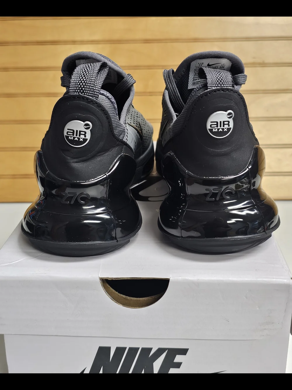 Nike Air Max 270 Kids Youth Running Shoe Black Grey/Black New